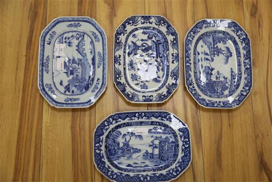 A collection of eight Nanking blue and white rectangular dishes